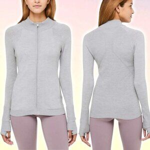 LULULEMON Time To Thrive Jacket Merino Wool Sz 4 Heathered Silver Drop